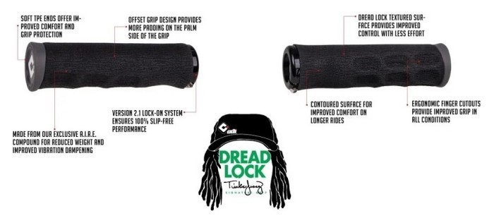 Гріпси ODI Tinker Juarez Dread Lock Grip Black w/Black clamp (чорні з чорними замками), укр, укр