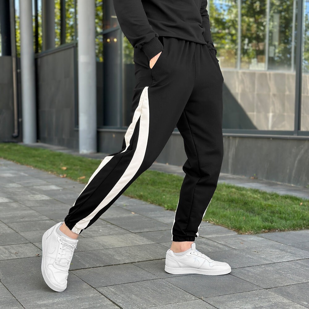 Мужские черные джогеры с карманами Pobedov Shade двухцветные