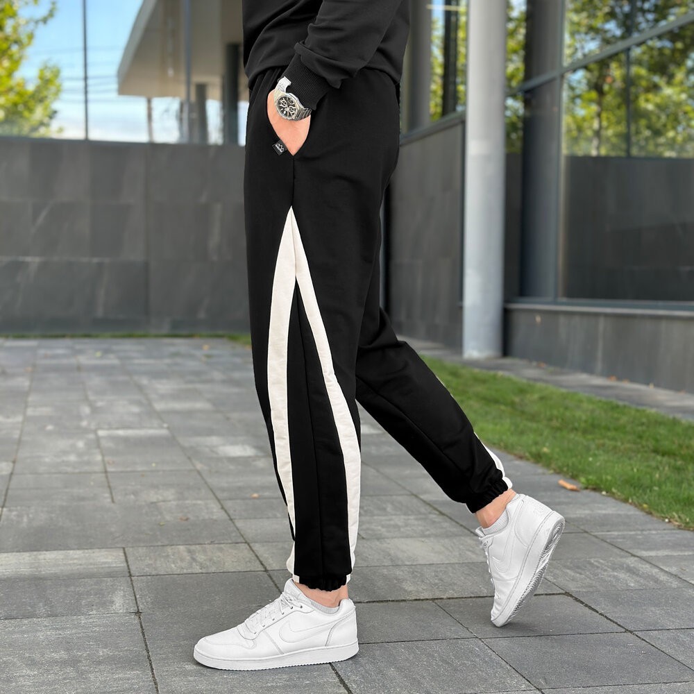 Мужские черные джогеры с карманами Pobedov Shade двухцветные