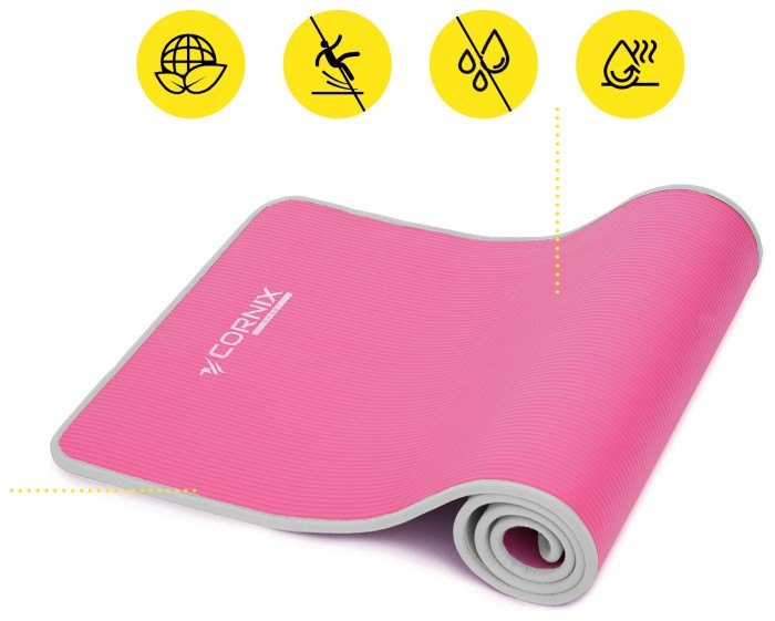 Коврик спортивный Cornix NBR 183 x 61 x 1 cм для йоги и фитнеса XR-0095 Pink/Grey