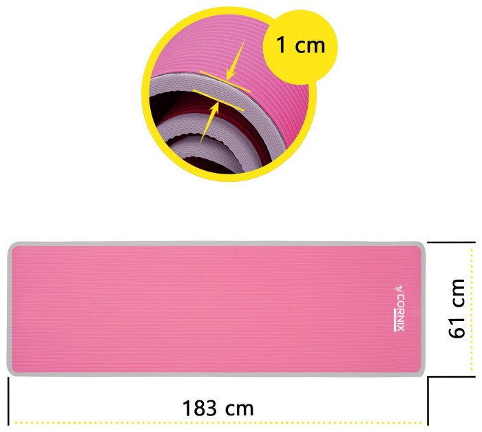 Коврик спортивный Cornix NBR 183 x 61 x 1 cм для йоги и фитнеса XR-0095 Pink/Grey