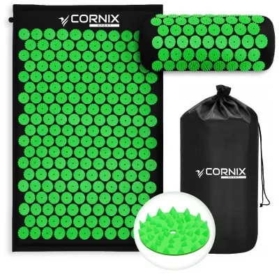 Коврик акупунктурный с валиком Cornix Classic Mat Аппликатор Кузнецова XR-0110 Black/Green
