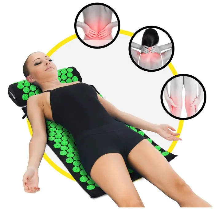 Коврик акупунктурный с валиком Cornix Classic Mat Аппликатор Кузнецова XR-0110 Black/Green