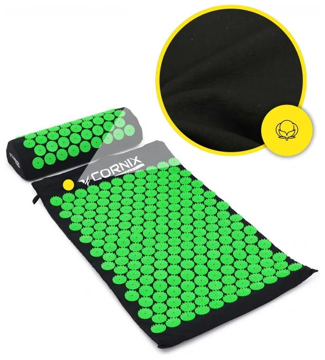 Коврик акупунктурный с валиком Cornix Classic Mat Аппликатор Кузнецова XR-0110 Black/Green