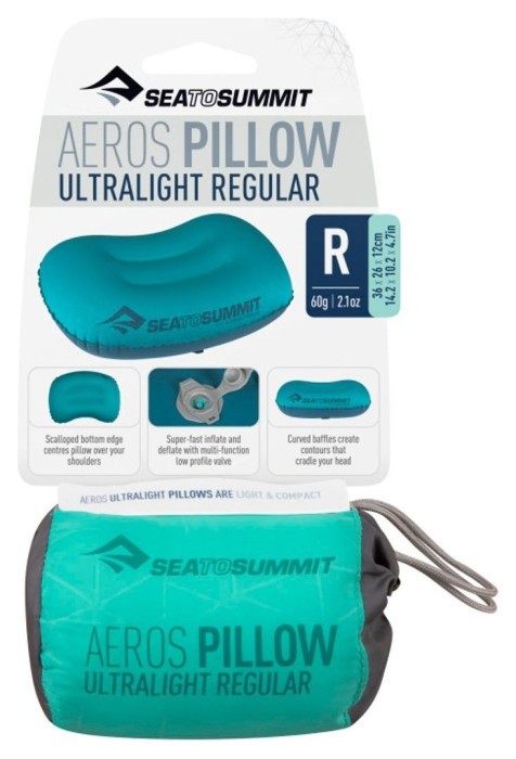 Подушка надувная Sea to Summit Aeros Ultralight Pillow, Regular, 12х36х26см, Sea Foam