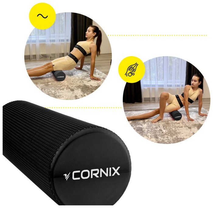Масажний ролик Cornix EVA+ 45 x 15 см (валик, роллер) XR-0305 Black