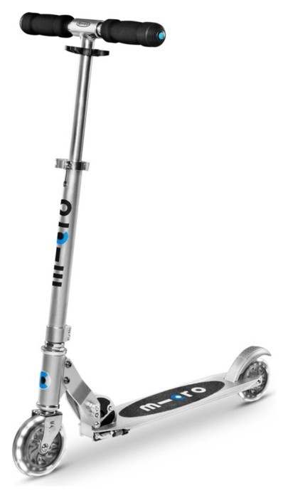 Самокат MICRO серии Sprite LED - Матовый серебристый самокат MICRO серии Sprite LED