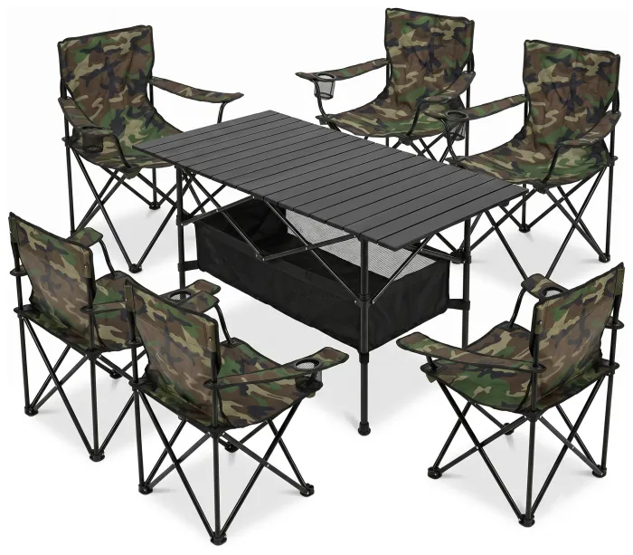 Комплект туристичний - стіл LEOBRO 117x55x50 см та 6 крісел Lite Military