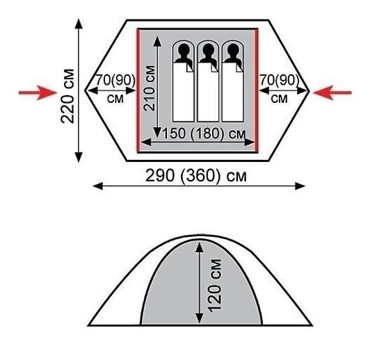 Палатка Tramp Peak 3 (v2) green UTRT-026