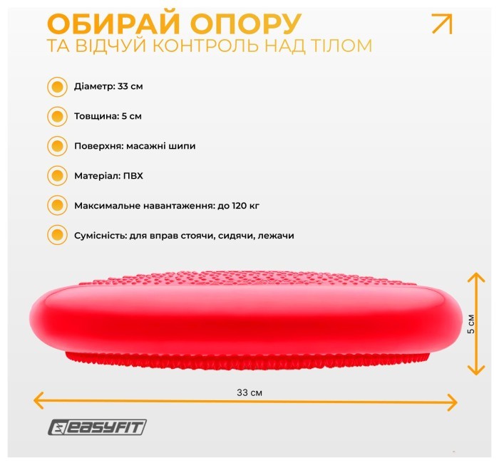 Балансировочная массажная подушка EasyFit Красный