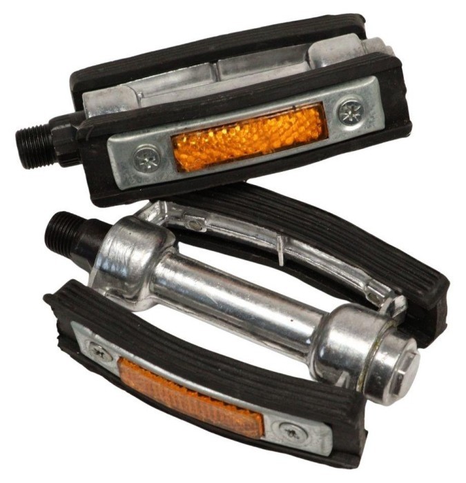 Педалі Алюміний + гума 100*70мм VLT JD-063 срiблястий з чорним 14*1,25, укр, укр