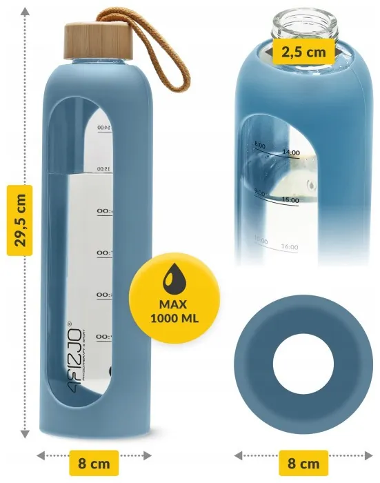 Бутылка для воды спортивная 4FIZJO 1000 мл стеклянная Blue (P-5905973403894)