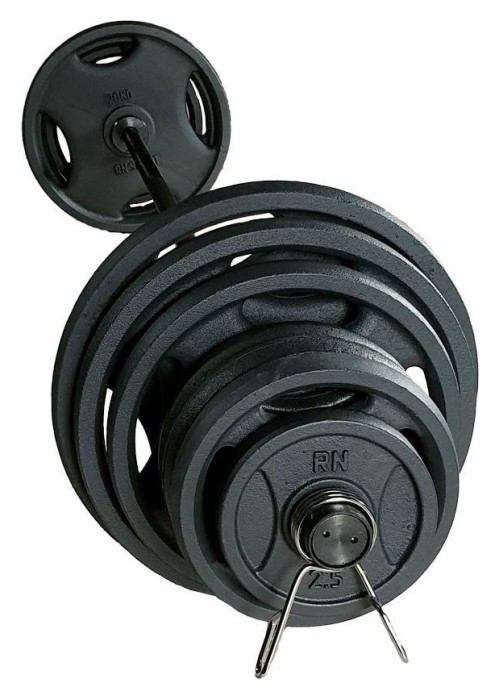 Олимпийская, металлическая штанга RN-Sport Quatro 78 кг (2х15, 2х10, 2х5, 2х2. 5+гриф 1.8 м)