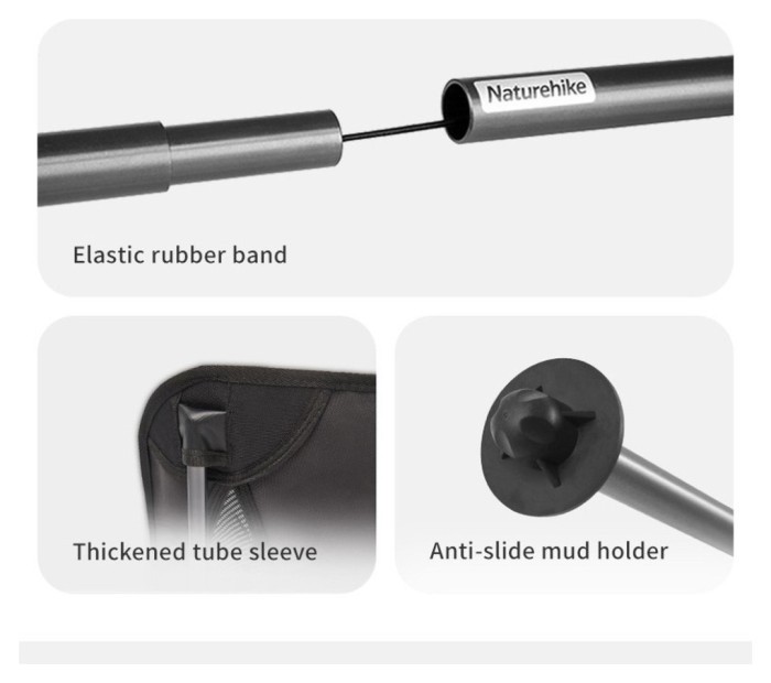 Стул складной ультралегкий Naturehike Stellaluna L04 CNK2450JJ015, размер М, алюминий, серый