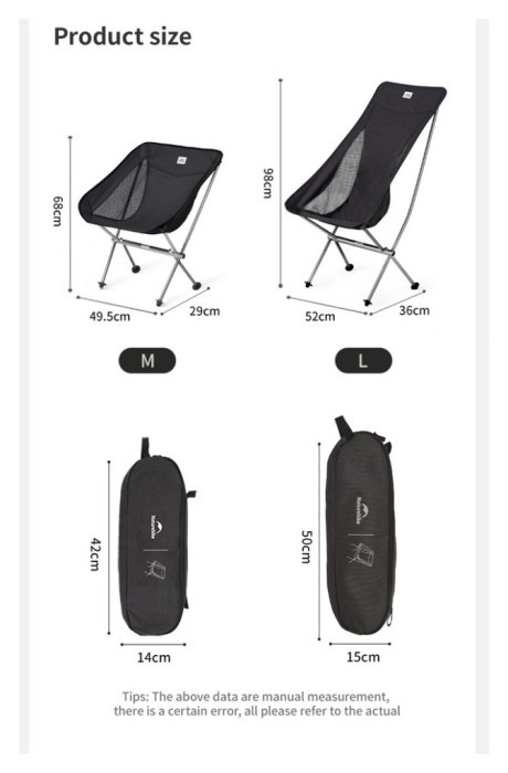 Стул складной ультралегкий Naturehike Stellaluna L04 CNK2450JJ015, размер М, алюминий, серый