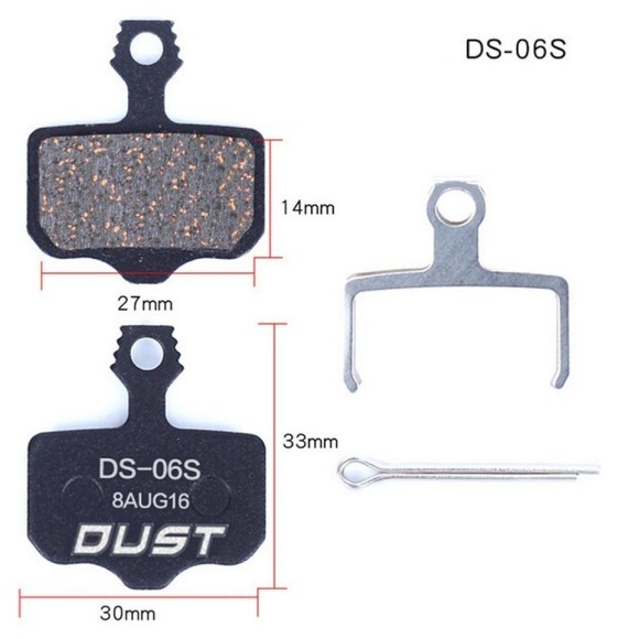 Колодки тормозные полуметалл DUST DS-06S Подходит под дисковый тормоз AVID ELIXI/R/CR Mag /E1/E3/E5/E7/E9/XO/XX