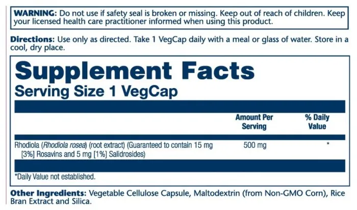 Super Rhodiola Root Extract 500mg - 60 vcaps