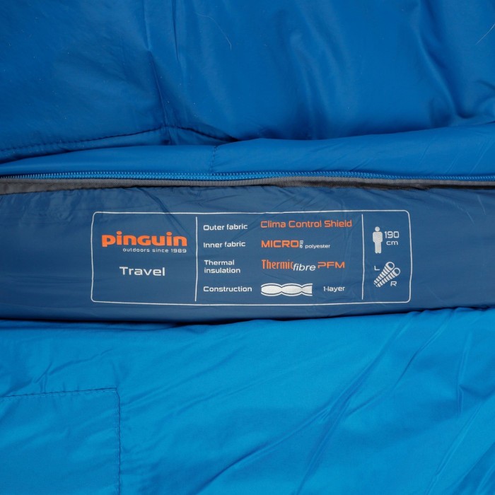 Спальный мешок Pinguin Travel (13/9°C), 190 см - Right Zip, Blue (PNG 241457) 2020