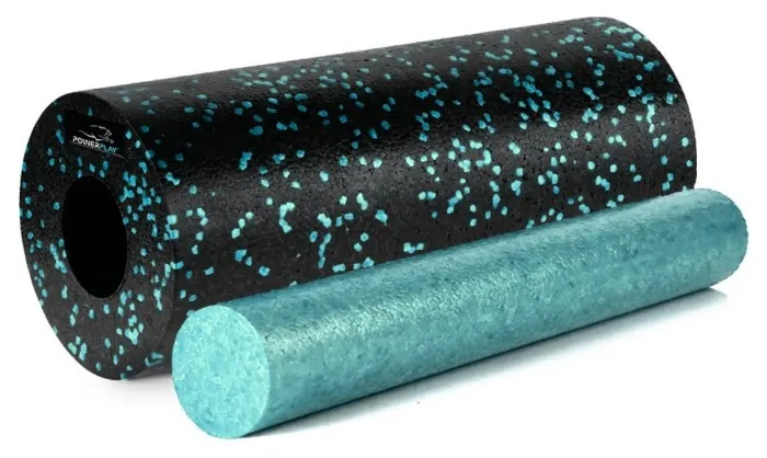 Массажний ролик (ролер) гладкий PowerPlay PP-4348 2 in 1 EPP Foam Roller Чорно-Блакитний (33x14см.)