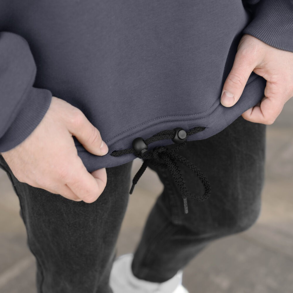 Темно-сіре чоловіче худі оверсайз Pobedov Urbanist. Універсальний розмір. Чоловіче зимове худі