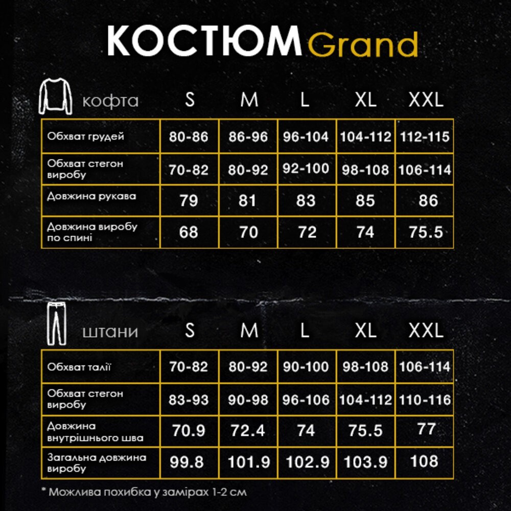 Спортивный костюм мужской графит кофта с брюками Pobedov Grand