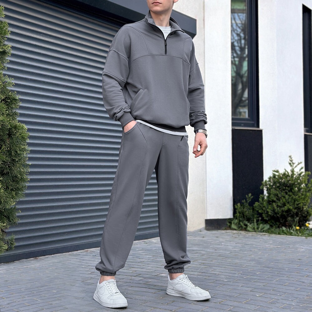 Спортивный костюм мужской графит кофта с брюками Pobedov Grand
