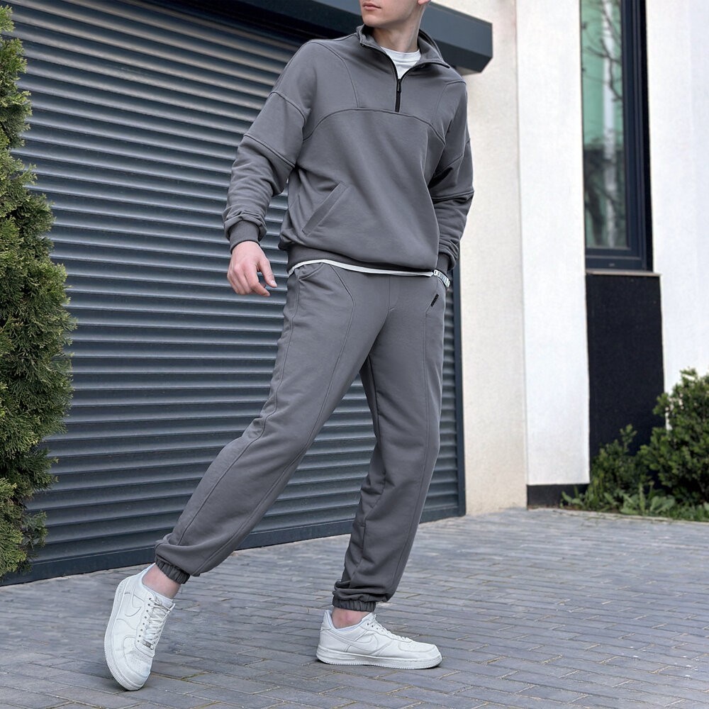 Спортивный костюм мужской графит кофта с брюками Pobedov Grand