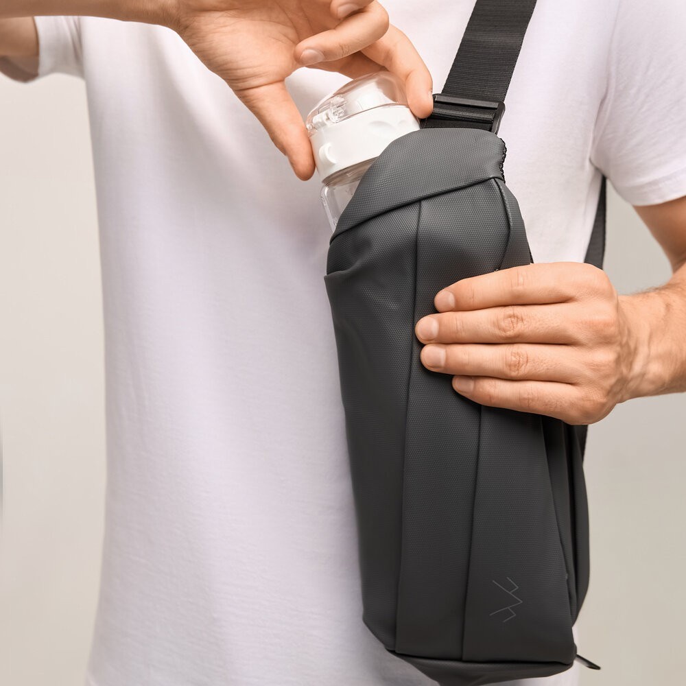 Чоловіча бананка нейлонова сумка сіра Pobedov Just, укр, укр