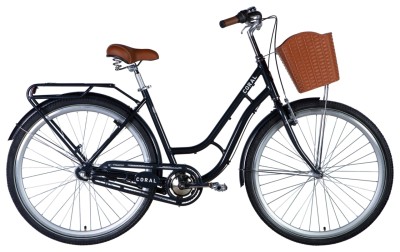 Велосипед AL 28" Dorozhnik CORAL планет. планет. рама-" с багажником задн St с корзиной Pl с крылом St 2024 (темно-серый)