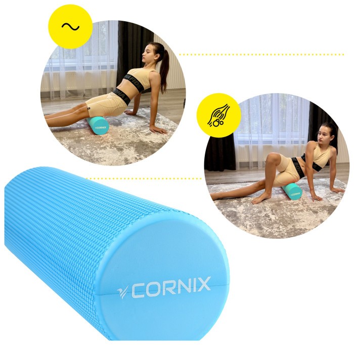 Масажний ролик Cornix EVA+ 45 x 15 см (валик, роллер) XR-0306 Blue