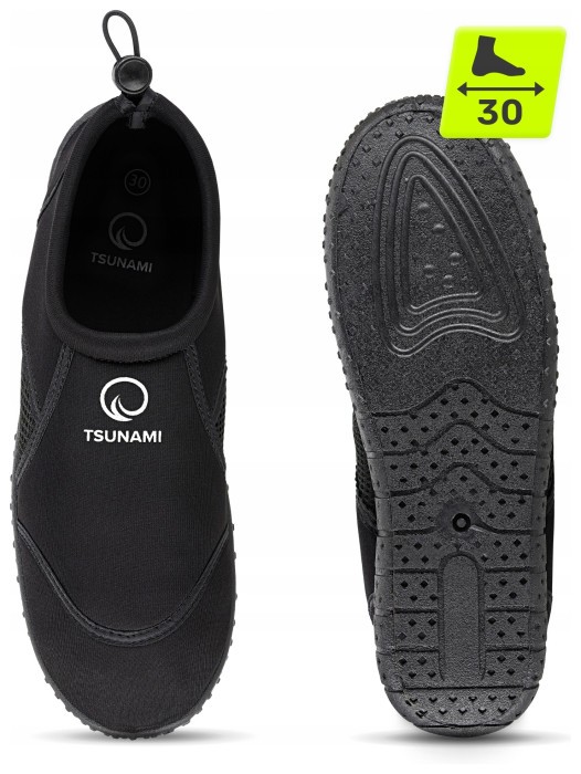 Обувь для пляжа (аквашузы) TSUNAMI Slip-On для плавания и водных видов спорта Size 30 Black (P-5905973406192)