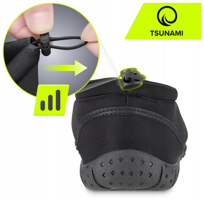 Обувь для пляжа (аквашузы) TSUNAMI Slip-On для плавания и водных видов спорта Size 30 Black (P-5905973406192)