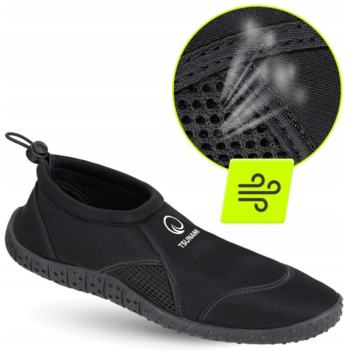 Обувь для пляжа (аквашузы) TSUNAMI Slip-On для плавания и водных видов спорта Size 30 Black (P-5905973406192)