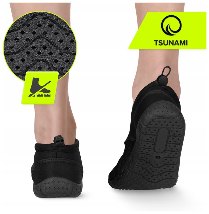 Обувь для пляжа (аквашузы) TSUNAMI Slip-On для плавания и водных видов спорта Size 30 Black (P-5905973406192)