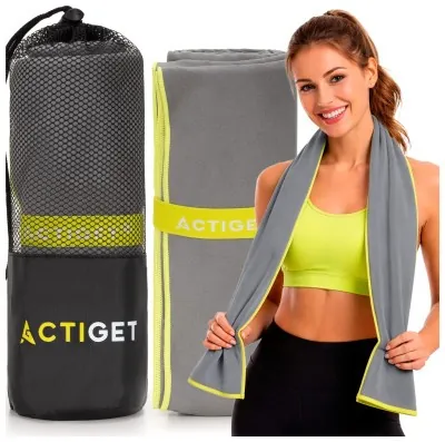 Рушник спортивний Actiget 180 x 100 см з мікрофібри ACT0192 Grey