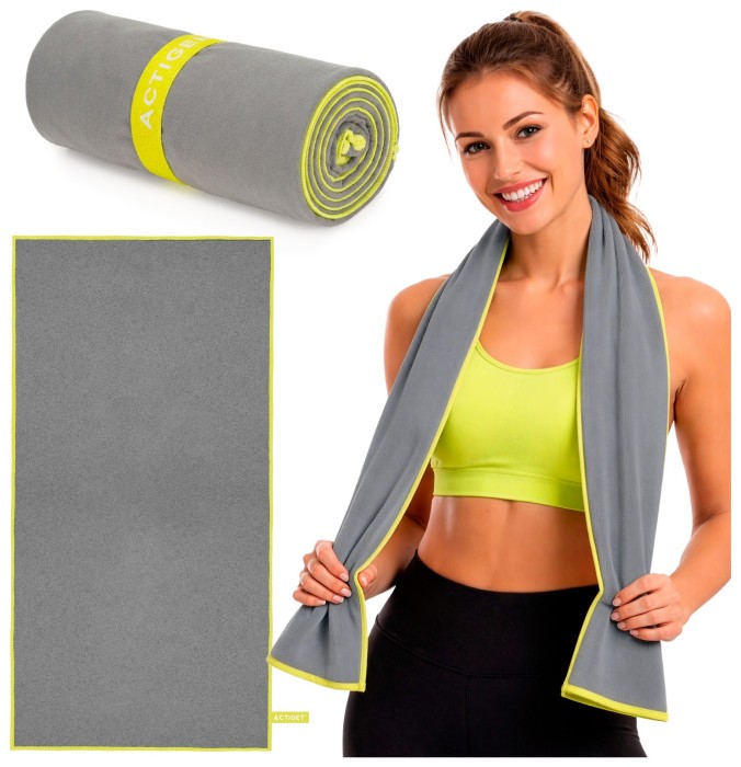 Рушник спортивний Actiget 180 x 100 см з мікрофібри ACT0192 Grey