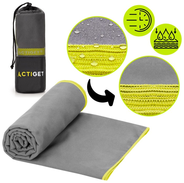 Рушник спортивний Actiget 180 x 100 см з мікрофібри ACT0192 Grey