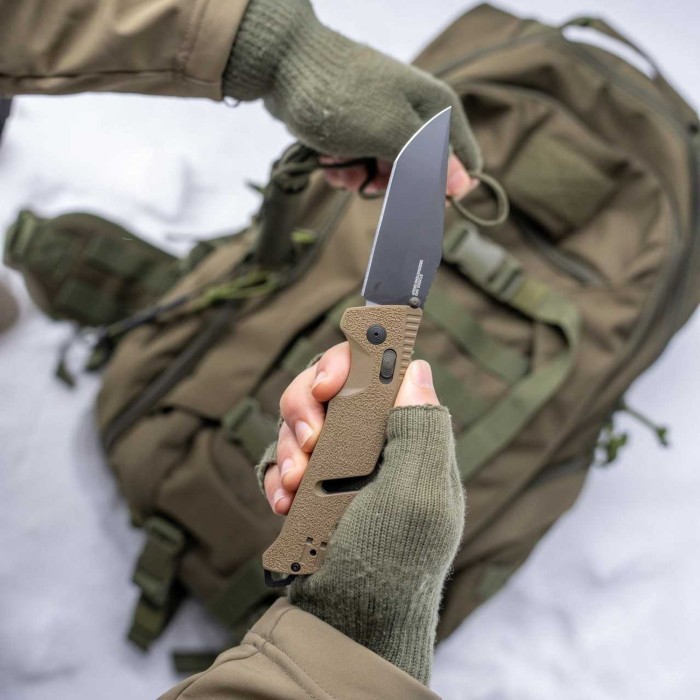 Раскладной нож SOG Trident AT, Flat Dark Earth-Tanto