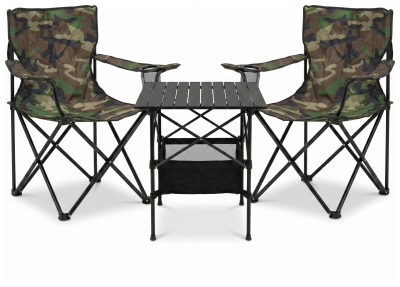 Комплект туристичний - стіл LEOBRO 52x52x50 см та 2 крісла Lite Military