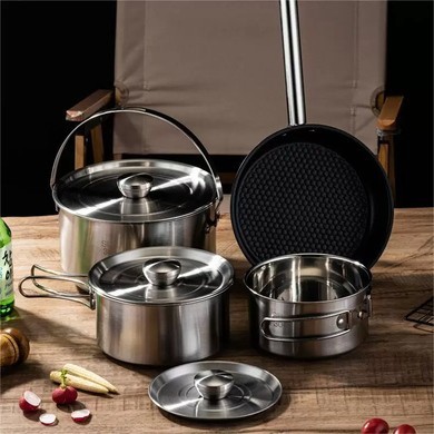 Набор посуды для кемпинга Starcamp Cookware set 3-4 HX-SK09 steel