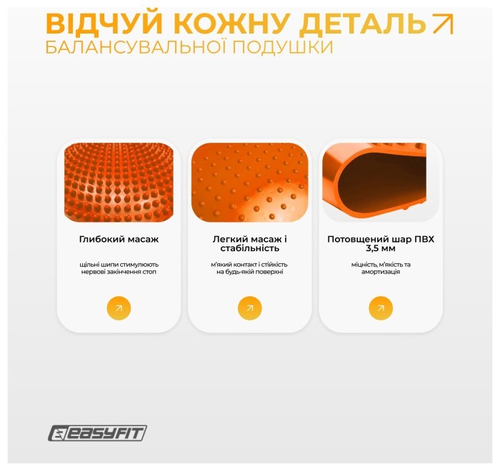 Балансировочная массажная подушка EasyFit Оранжевый