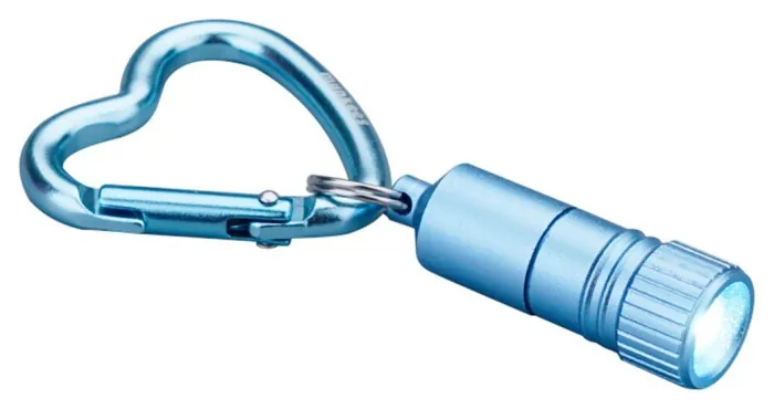 Munkees 10882 брелок-ліхтарик Mini LED Flashlight with Heart-Carabiner blue