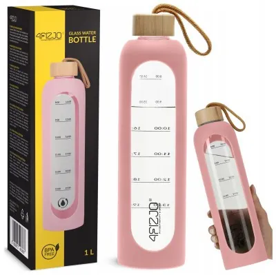 Бутылка для воды спортивная 4FIZJO 1000 мл стеклянная Pink (P-5905973403887)