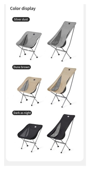 Стул складной ультралегкий Naturehike Stellaluna L04 CNK2450JJ015, размер L, алюминий, серый