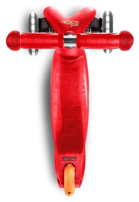 Самокат MICRO серії "Mini Classic" - ЧЕРВОНИЙ (до 50 kg, 3-х колісний, LED), укр, укр