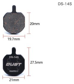 Колодки тормозные полуметалл под дисковый тормоз DUST DS-14S Подходит под дисковый тормоз Hayes Sole hydraulic、MX2、MX3、MX4、GX2、CX5、Bengal HELIX3、HELIX5