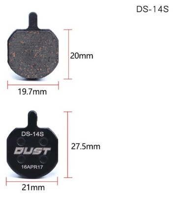 Колодки тормозные полуметалл под дисковые тормоза DUST DS-14S Подходит под дисковые тормоза Hayes Sole hydraulic、MX2、MX3、MX4、GX2、CX5、Bengal HELIX3、HELIX5
