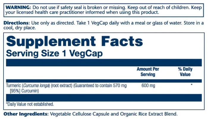 Turmeric Root Extract One 600mg - 30 vcaps