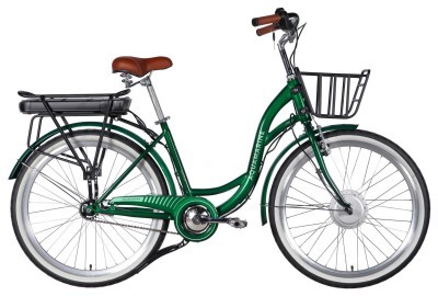 Велосипед уцененный с электроприводом 26" ST Dorozhnik eAQUAMARINE BH рама-17" 36B 13А*г 500Вт зеленый YS 902 с корзиной 2026