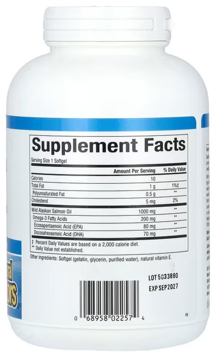 Wild Alaska Salmon Oil 1000mg - 180 softgels